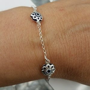 Jewelry - Evil Eye Silver & Blue Bracelet 7.5 inches Jewelry - Evil Eye Silver & Blue Bracelet 7.5 inches